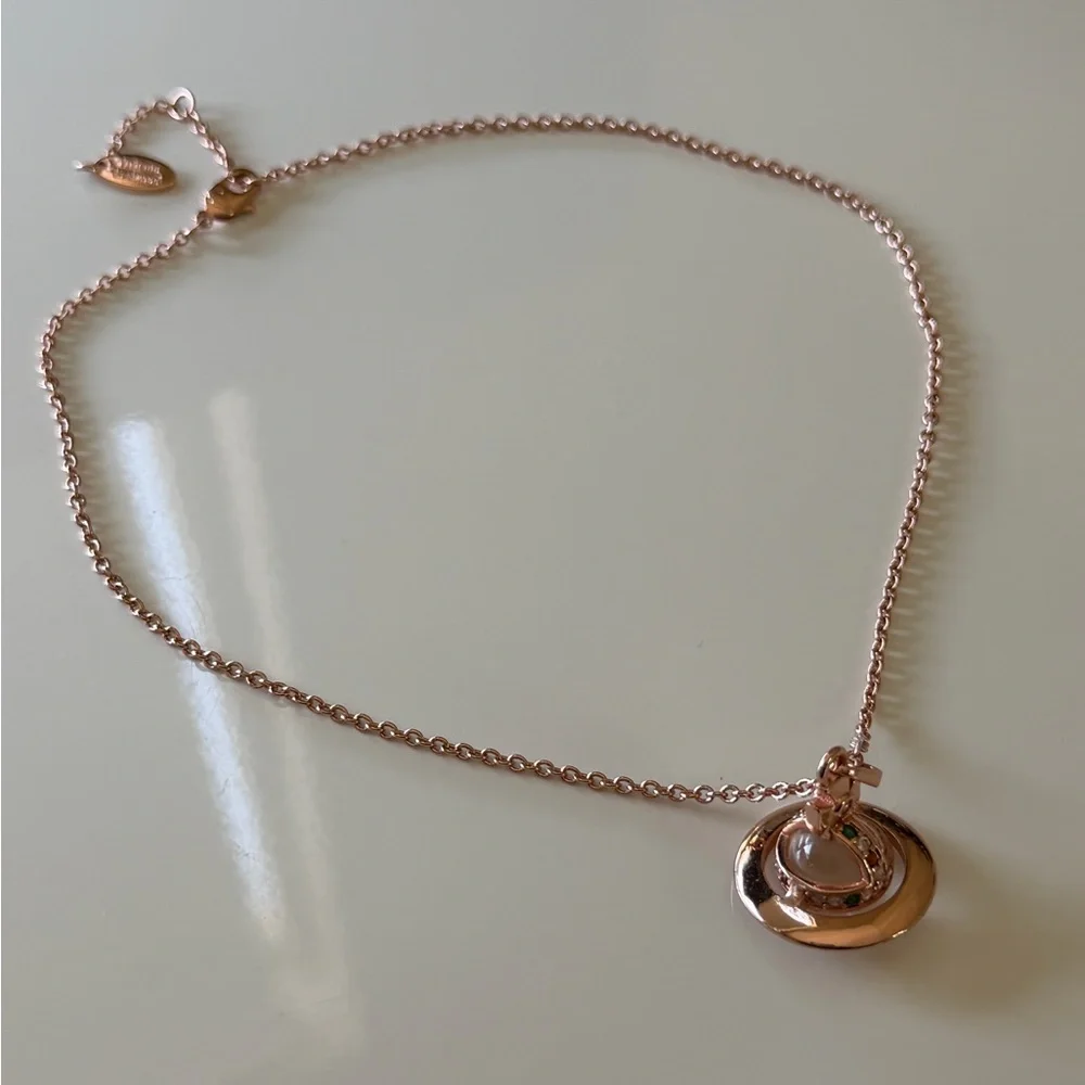 Vivienne Westwood Rose Gold Orb Pendant with Crystal Accents - Picture 2 of 5